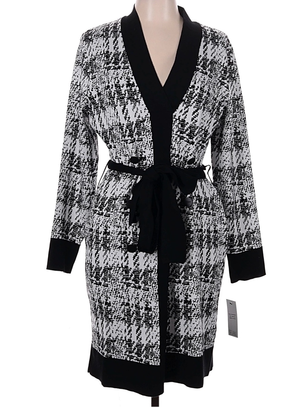 DKNY Houndstooth Sweater Dress with Belt - Picture 3 of 4